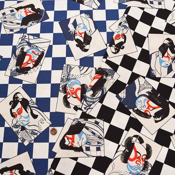 Cotton Ox Printed Fabric Checkered and Kabuki - nomura tailor