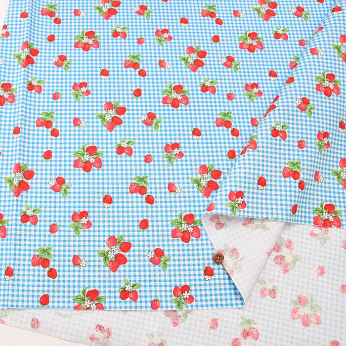 Cotton Ox Printed Fabric Strawberry Gingham - nomura tailor