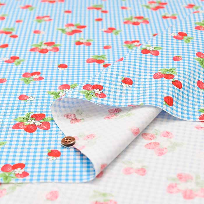 Cotton Ox Printed Fabric Strawberry Gingham - nomura tailor