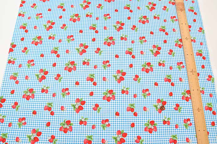 Cotton Ox Printed Fabric Strawberry Gingham - nomura tailor