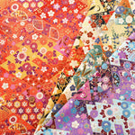 Cotton Sharting Printed Fabric - Japanese-style - Diamonds and Flowers - nomura tailor