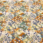Cotton Sharting Printed Fabric - Japanese-style - Diamonds and Flowers - nomura tailor
