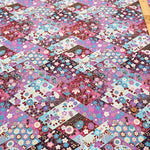 Cotton Sharting Printed Fabric - Japanese-style - Diamonds and Flowers - nomura tailor