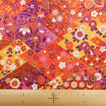 Cotton Sharting Printed Fabric - Japanese-style - Diamonds and Flowers - nomura tailor