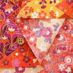 Cotton Sharting Printed Fabric - Japanese-style - Diamonds and Flowers - nomura tailor