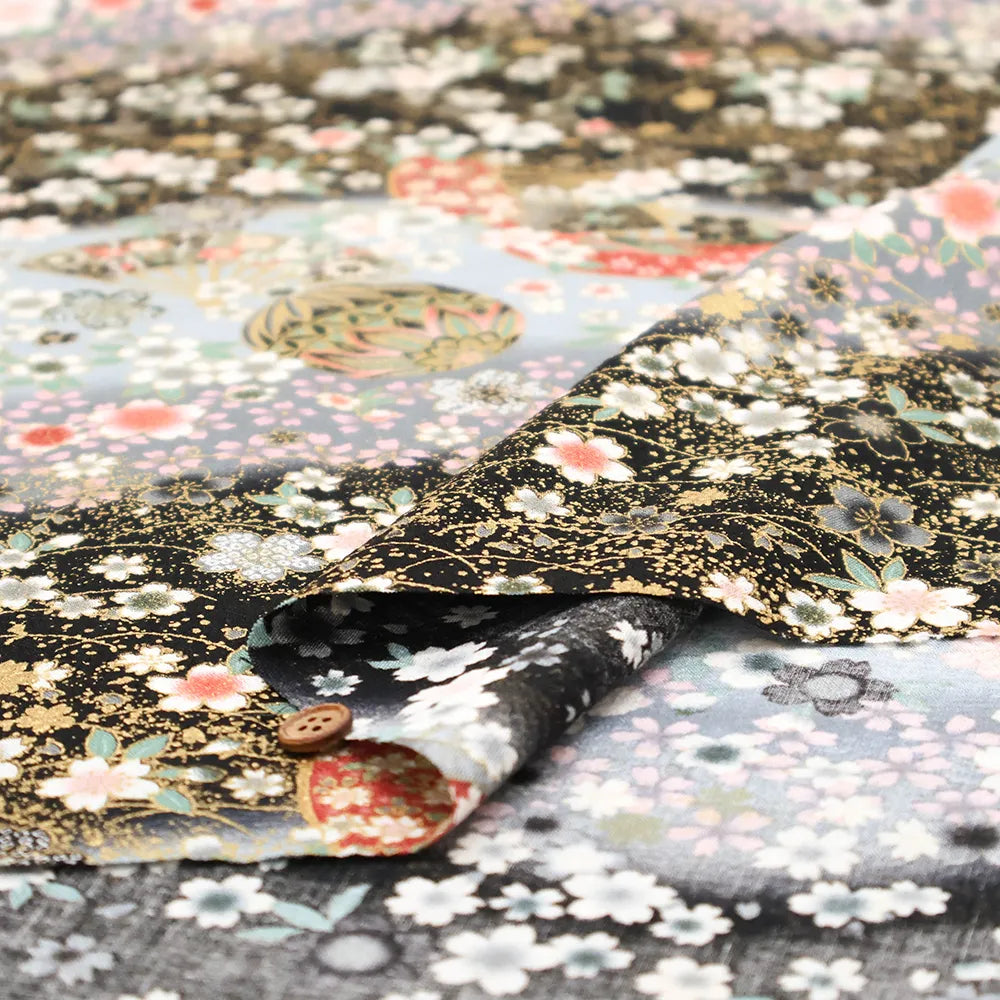 Cotton Embossed Printed Fabric - Kyosaika Series - Temari Balls - nomura tailor