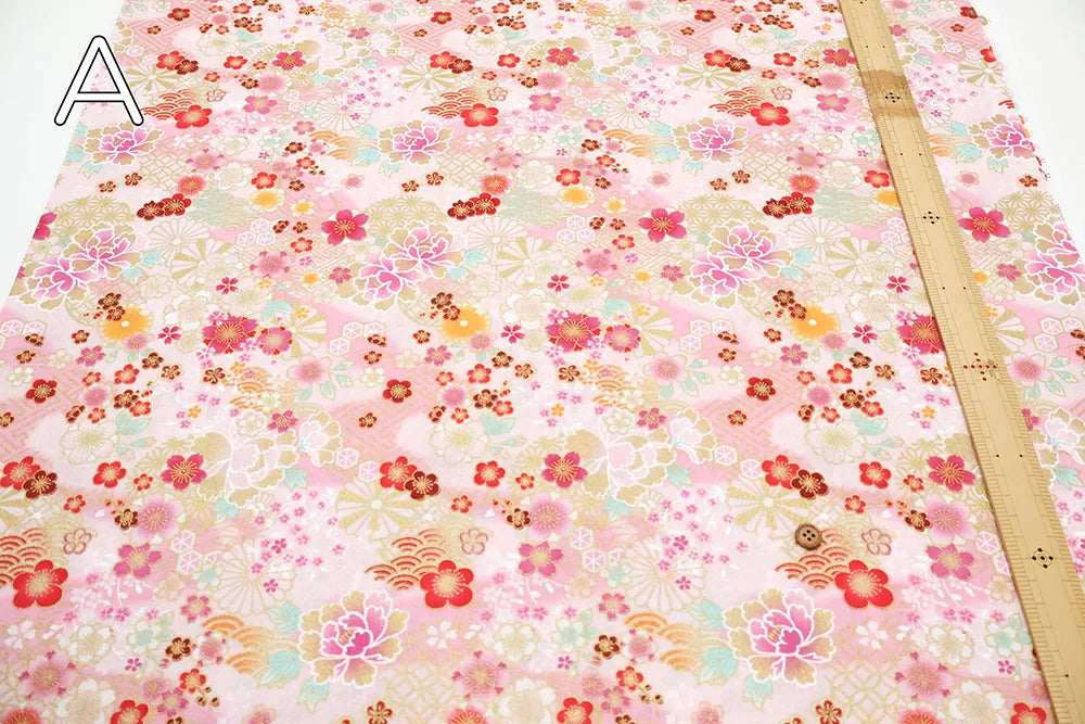 Cotton Embossed Printed Fabric - Kyosaika Series - Cherry Blossom - nomura tailor