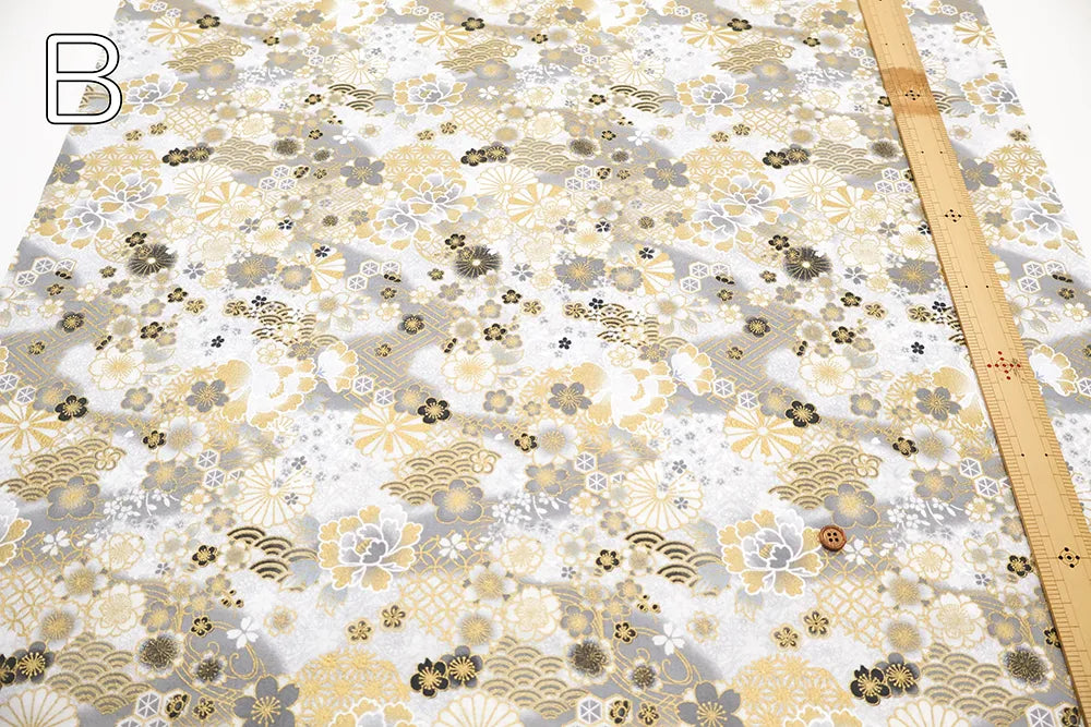 Cotton Embossed Printed Fabric - Kyosaika Series - Cherry Blossom - nomura tailor
