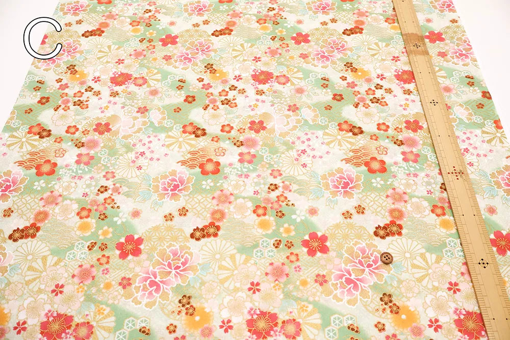 Cotton Embossed Printed Fabric - Kyosaika Series - Cherry Blossom - nomura tailor