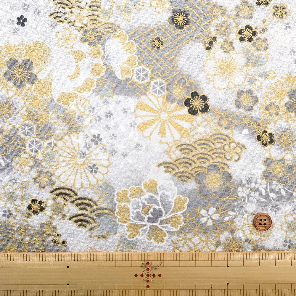 Cotton Embossed Printed Fabric - Kyosaika Series - Cherry Blossom - nomura tailor