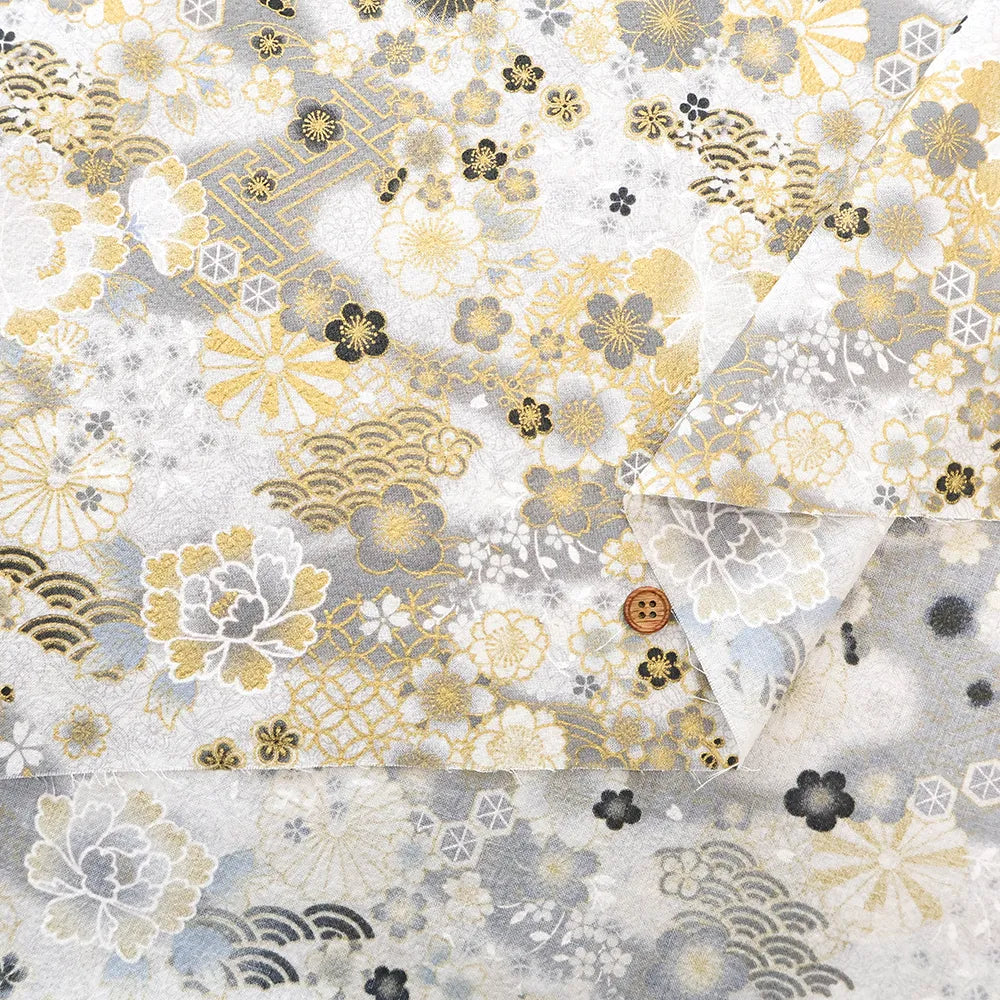 Cotton Embossed Printed Fabric - Kyosaika Series - Cherry Blossom - nomura tailor