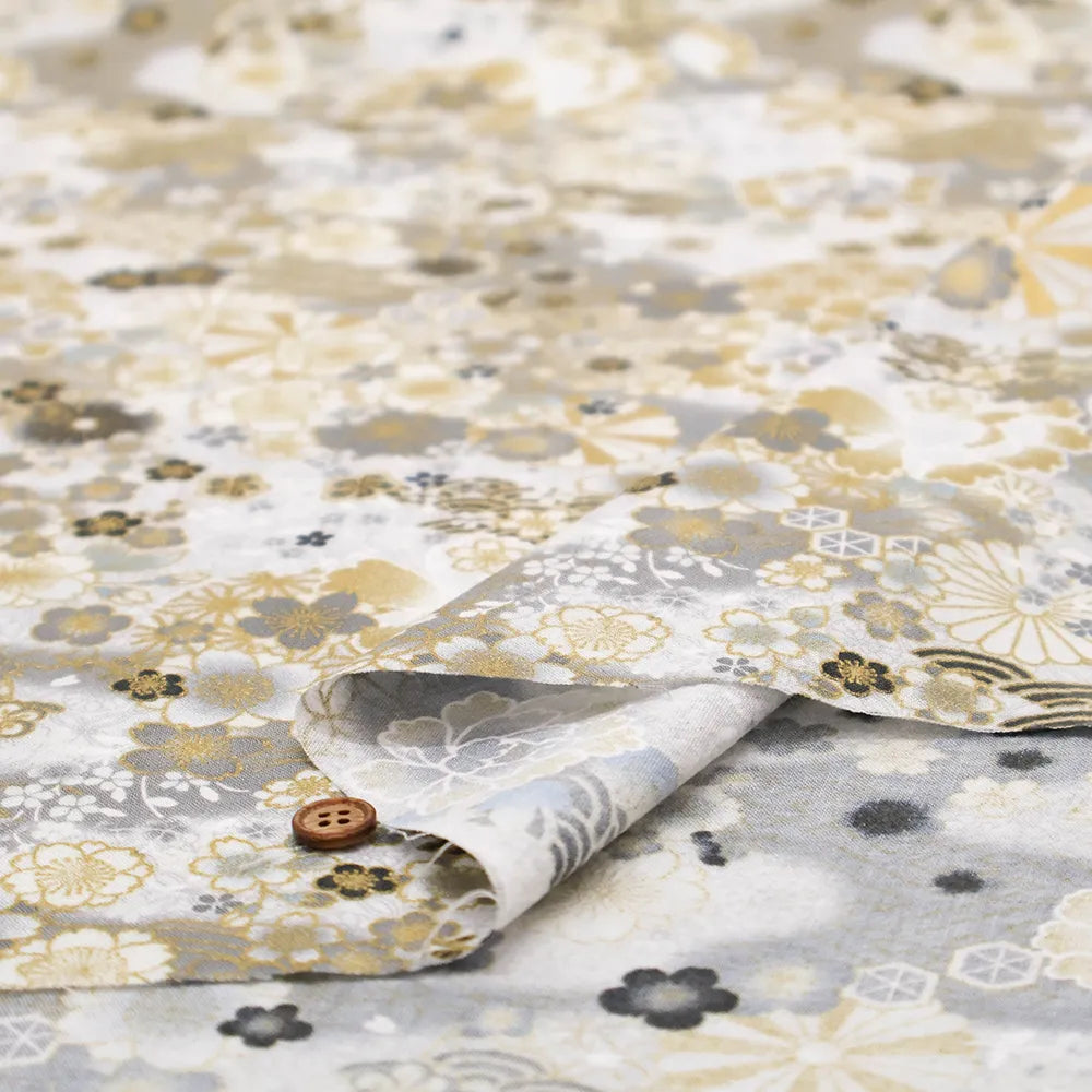 Cotton Embossed Printed Fabric - Kyosaika Series - Cherry Blossom - nomura tailor