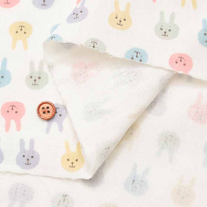 Cotton double gauze print fabric - lots of bunnies - nomura tailor