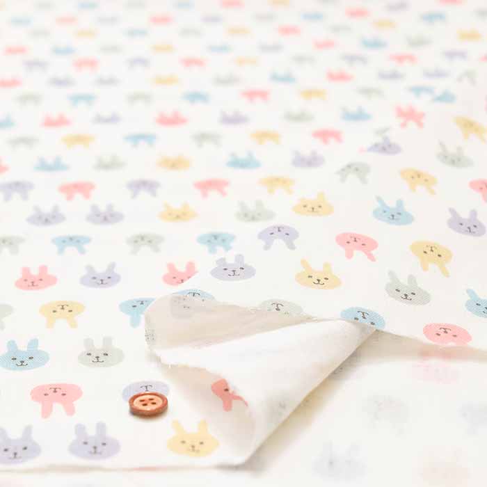 Cotton double gauze print fabric - lots of bunnies - nomura tailor