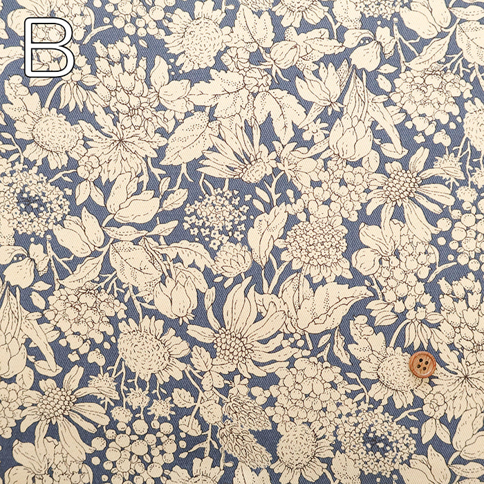 Cotton Twill Printed Fabric - Scabiosa - nomura tailor
