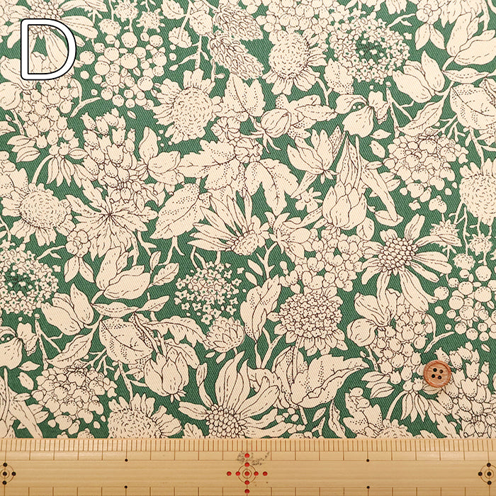 Cotton Twill Printed Fabric - Scabiosa - nomura tailor