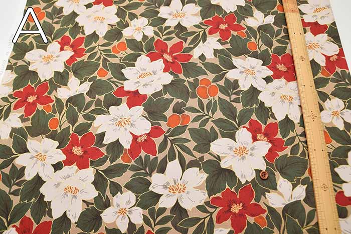 Cotton twill print fabric nuts and flowers - nomura tailor