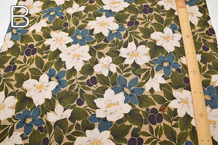 Cotton twill print fabric nuts and flowers - nomura tailor