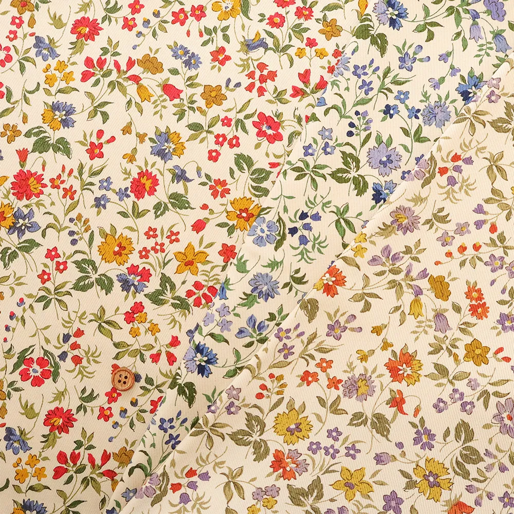 Cotton Twill Printed Fabric - Flower - nomura tailor