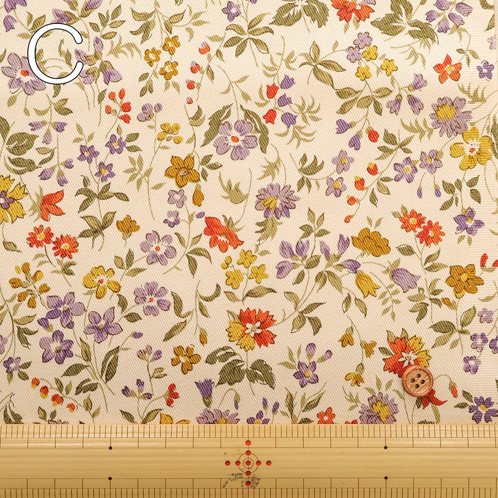 Cotton Twill Printed Fabric - Flower - nomura tailor