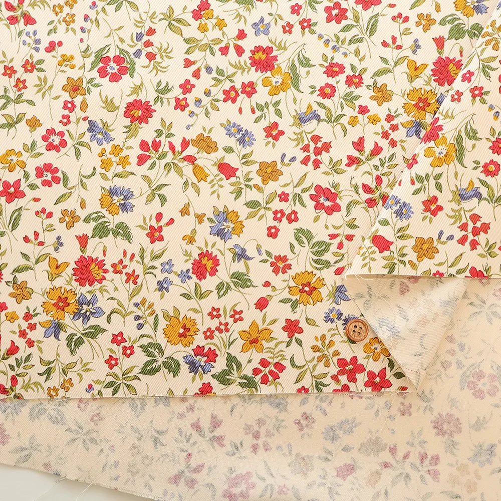 Cotton Twill Printed Fabric - Flower - nomura tailor