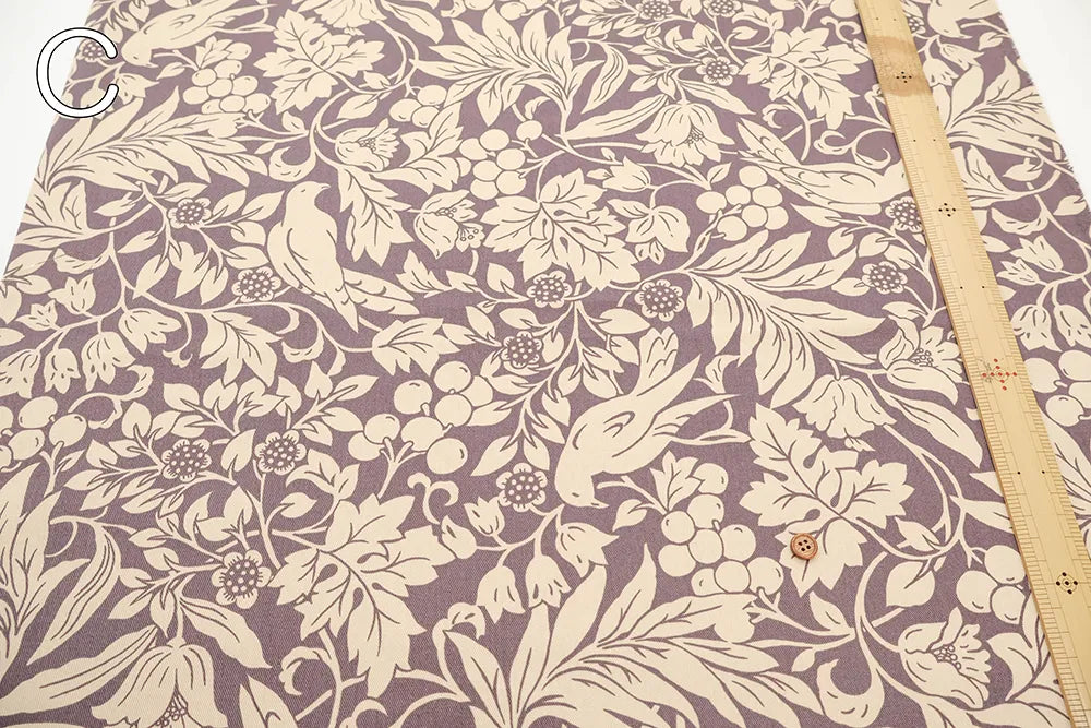 Cotton Twill Printed Fabric - Fruit and birds - nomura tailor