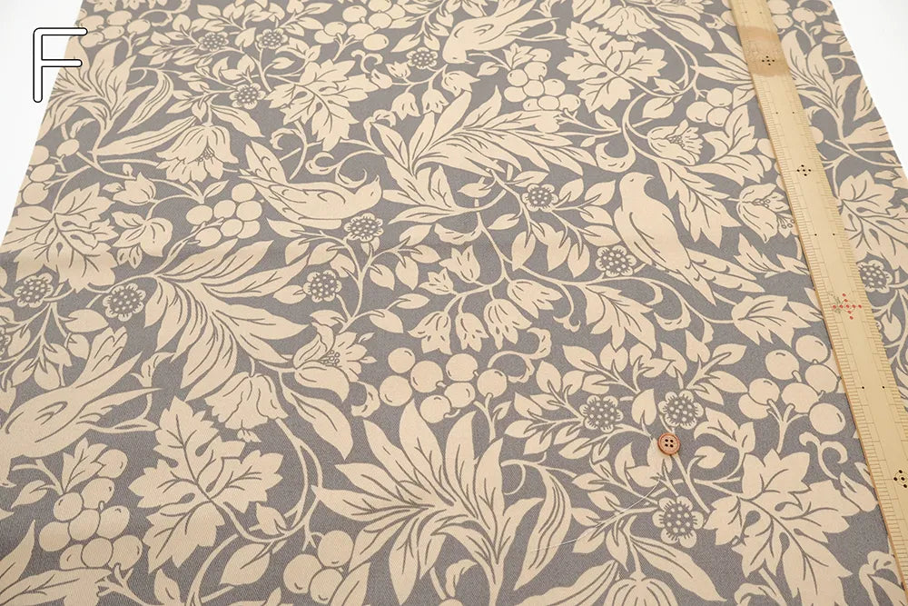 Cotton Twill Printed Fabric - Fruit and birds - nomura tailor