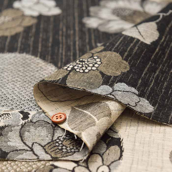 Cotton double weave jacquard fabric Camellia - nomura tailor