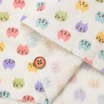 Cotton double gauze printed fabric Cat Face - nomura tailor