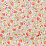 Cotton broadcloth print fabric with small flowers and strawberries - nomura tailor