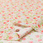 Cotton broadcloth print fabric with small flowers and strawberries - nomura tailor