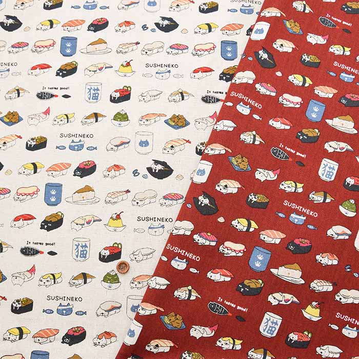 C/L Canvas Printed Fabric Sushi Cat - nomura tailor
