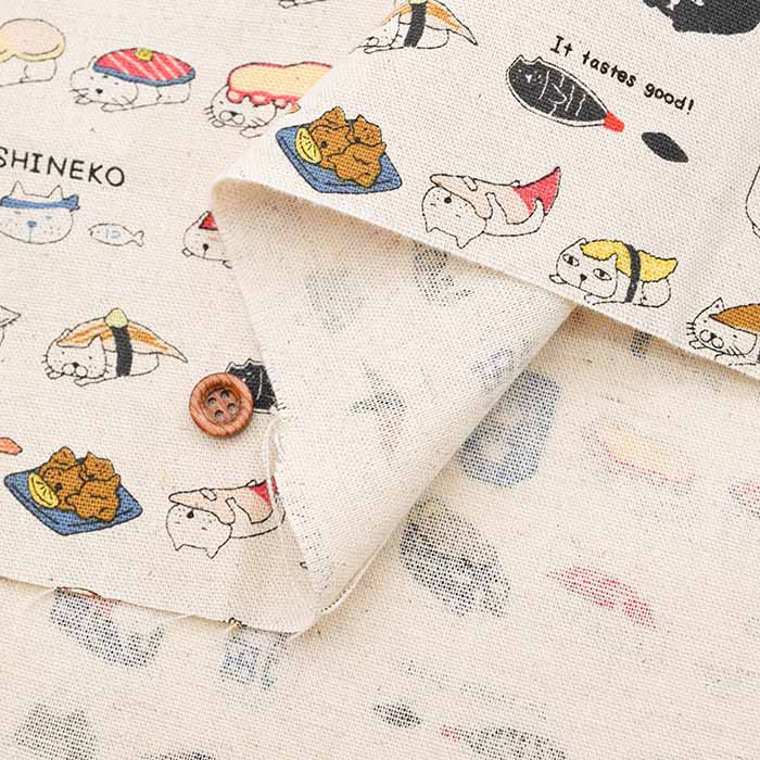 C/L Canvas Printed Fabric Sushi Cat - nomura tailor