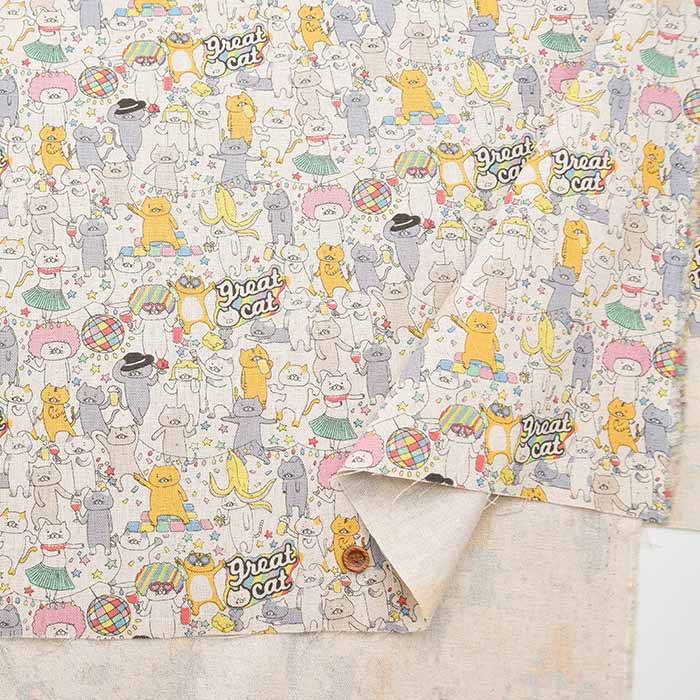 C/L Canvas Printed Fabric Party Cat - nomura tailor