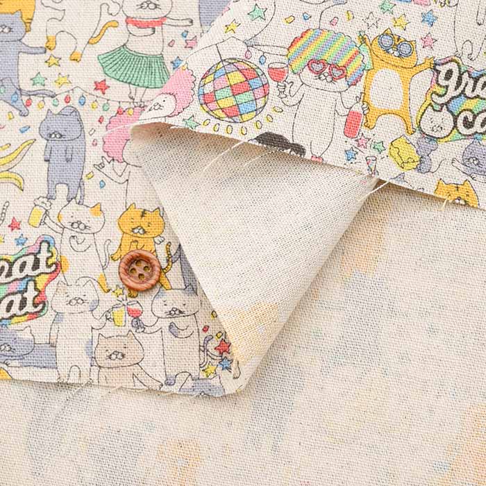 C/L Canvas Printed Fabric Party Cat - nomura tailor