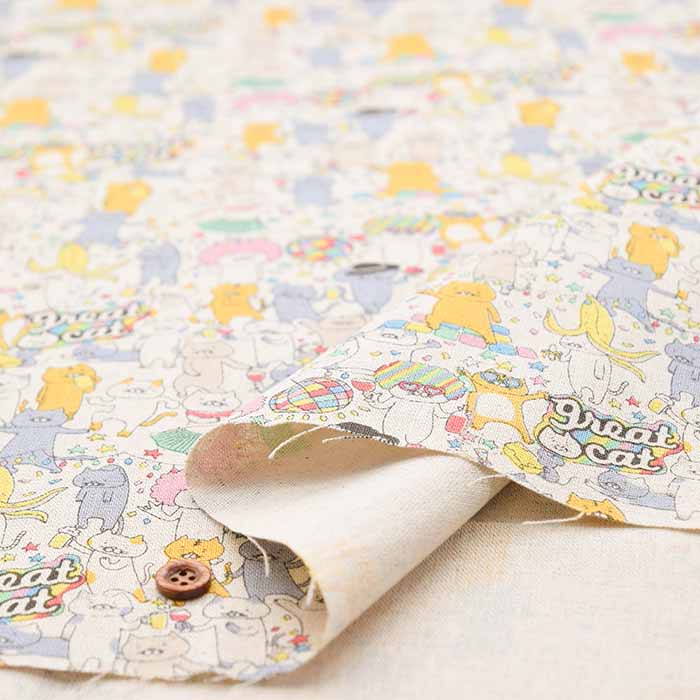 C/L Canvas Printed Fabric Party Cat - nomura tailor