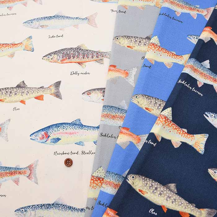 Cotton twill print fabric fish - nomura tailor