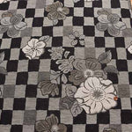 Cotton double weave jacquard fabric Checkered and Flower - nomura tailor