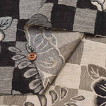 Cotton double weave jacquard fabric Checkered and Flower - nomura tailor