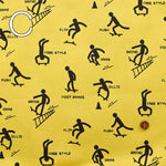 Cotton twill printed fabric Skateboard pictogram - nomura tailor