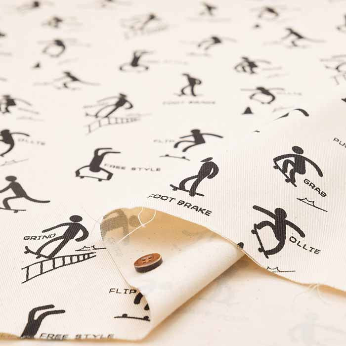 Cotton twill printed fabric Skateboard pictogram - nomura tailor