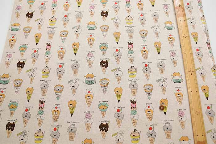 C/L Canvas Printed Fabric Ice Cat - nomura tailor