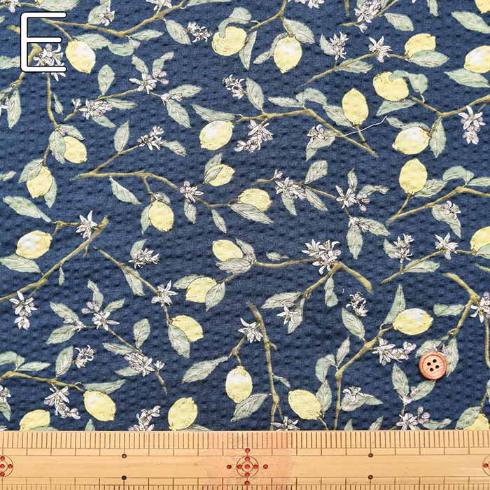 Cotton poplin ripple printed fabric Lemon - nomura tailor