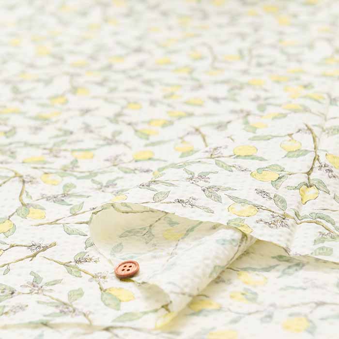 Cotton poplin ripple printed fabric Lemon - nomura tailor