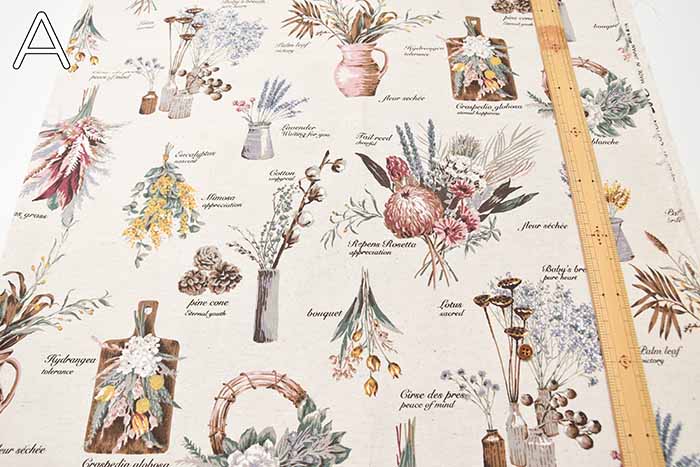 C/L Canvas Printed Fabric Dried Flower - nomura tailor