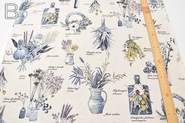 C/L Canvas Printed Fabric Dried Flower - nomura tailor