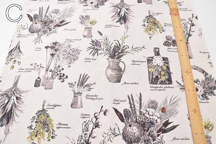 C/L Canvas Printed Fabric Dried Flower - nomura tailor