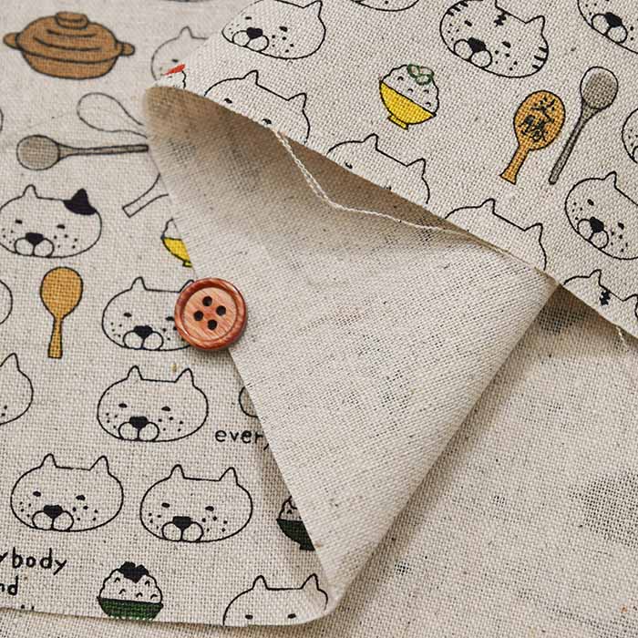 C/L Canvas Printed Fabric Shamojiki Cat - nomura tailor