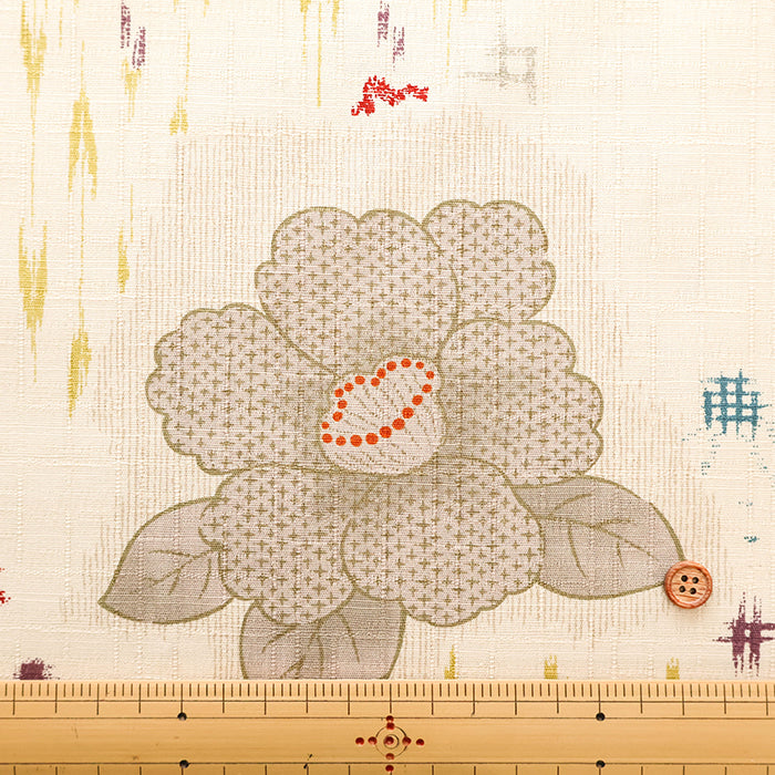 Cotton Southern Cross Fabric - Discharge Printing - Camellia Kasuri Pattern - nomura tailor