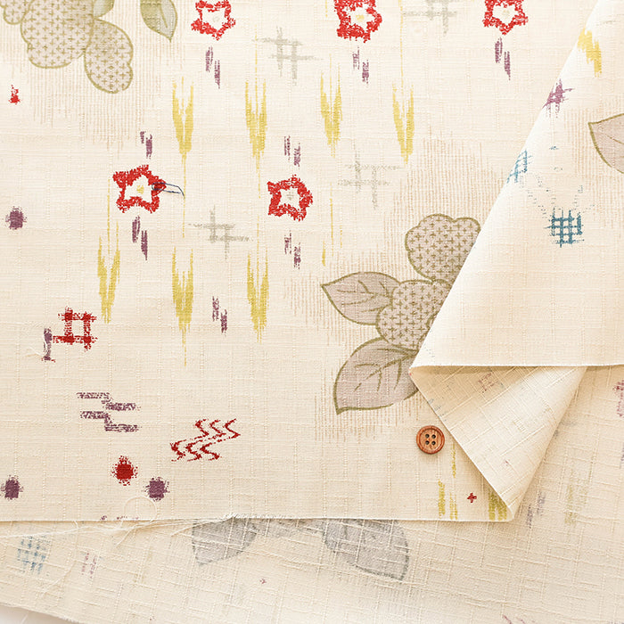 Cotton Southern Cross Fabric - Discharge Printing - Camellia Kasuri Pattern - nomura tailor